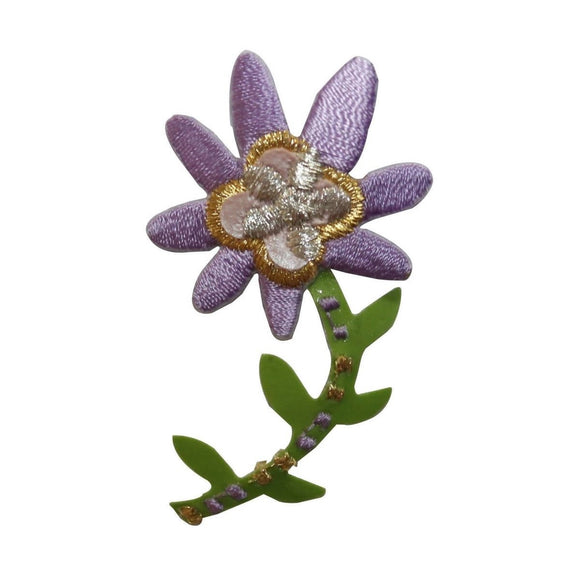 ID 6426 Purple Daisy Flower Patch Gold Garden Symbol Embroidered IronOn Applique
