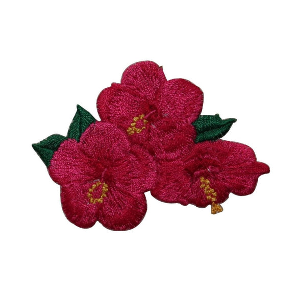 ID 6328 Red Hibiscus Flower Patch Garden Tropical Embroidered Iron On Applique