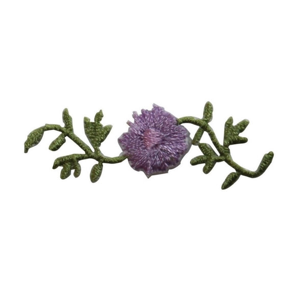 ID 6468 Purple Flower On Vines Patch Garden Blossom Embroidered Iron On Applique