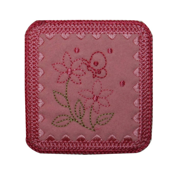 ID 6351 Pink Flower Garden Badge Patch Symbol Sign Embroidered Iron On Applique