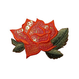 ID 6354 Orange Sequin Rose Flower Patch Garden Bloom Embroidered IronOn Applique