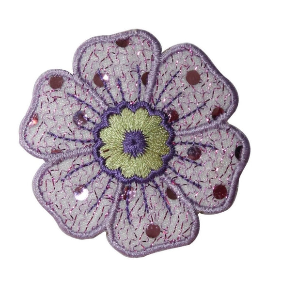 ID 6473 Purple Spotted Daffodil Flower Patch Garden Embroidered Iron On Applique