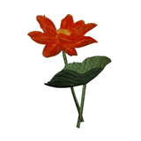 ID 6358 Soft Orange Flower Patch Fuzzy Garden Bloom Embroidered Iron On Applique