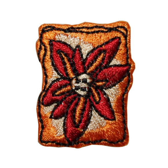 ID 6360 Orange Framed Lily Flower Patch Garden Badge Embroidered IronOn Applique