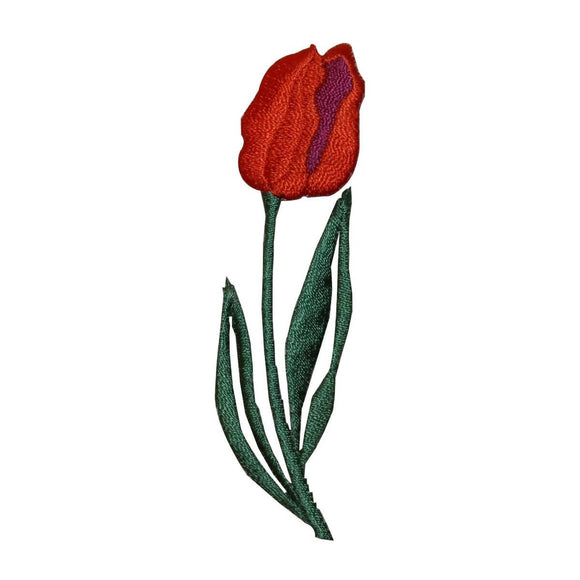 ID 6362 Orange Tulip Flower Patch Garden Blossom Embroidered Iron On Applique