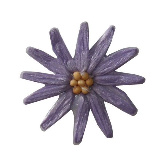 ID 6487 Waxy Thread Purple Daisy Patch Flower Plant Beaded Iron On Applique