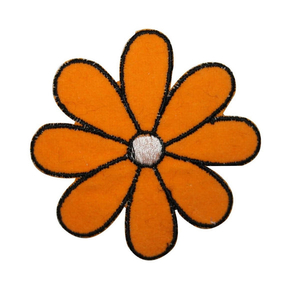 ID 6371 Orange Daisy Head Patch Flower Garden Petal Embroidered Iron On Applique
