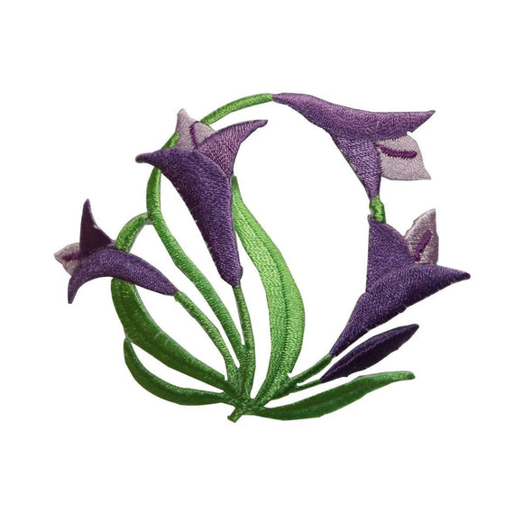ID 6492 Purple Tulip Bunch Patch Flower Plant Bloom Embroidered Iron On Applique