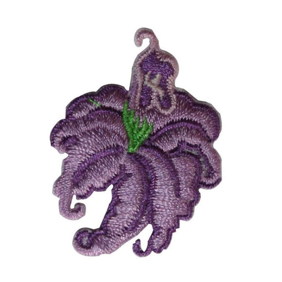 ID 6499 Purple Lily Flower Patch Iris Blossom Lilac Embroidered Iron On Applique