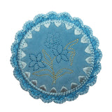 ID 6620 Blue Garden Flower Patch Felt Symbol Spring Embroidered Iron On Applique