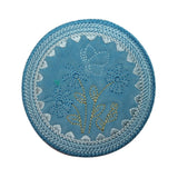 ID 6622 Blue Garden Flower Patch Felt Circle Spring Embroidered Iron On Applique
