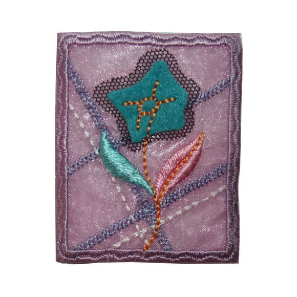 ID 6534 Purple Flower Picture Patch Garden Badge Embroidered Iron On Applique
