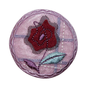 ID 6538 Purple Flower Picture Patch Garden Badge Embroidered Iron On Applique