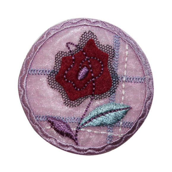 ID 6538 Purple Flower Picture Patch Garden Badge Embroidered Iron On Applique