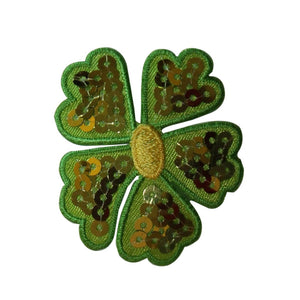 ID 6655 Green Sequin Flower Patch Plant Head Blossom Embroidered IronOn Applique