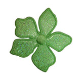 ID 6662 Shiny Spotted Green Flower Patch Blossom Embroidered Iron On Applique