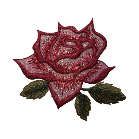 ID 6666 Red Rose Flower Patch Garden Blossom Love Embroidered Iron On Applique