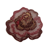 ID 6670 Red Rose Blossom Patch Flower Head Garden Embroidered Iron On Applique