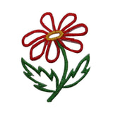 ID 6690 Red Daisy Outline Patch Cutout Flower Shape Embroidered Iron On Applique