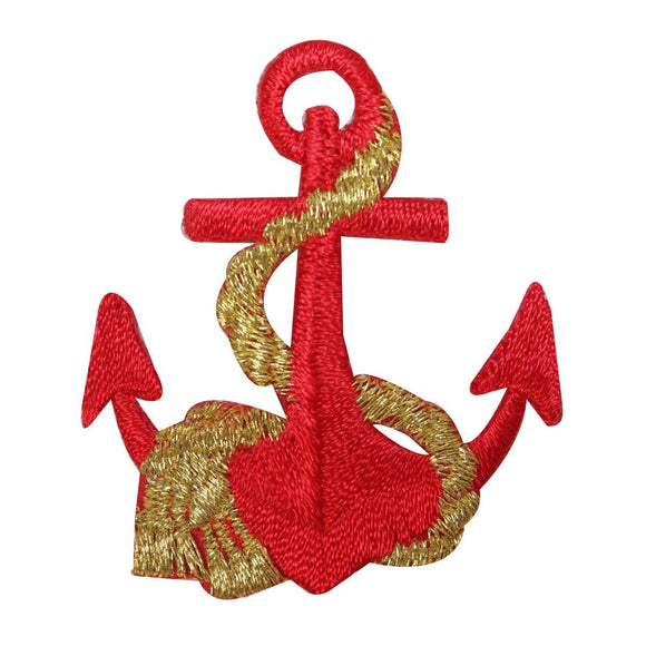 ID 2619 Anchor With Gold Chain Patch Nautical Ship Embroidered Iron On Applique