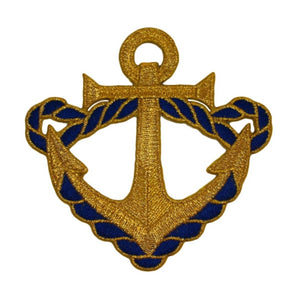 ID 2637 Gold Anchor With Rope Patch Nautical Ship Embroidered Iron On Applique