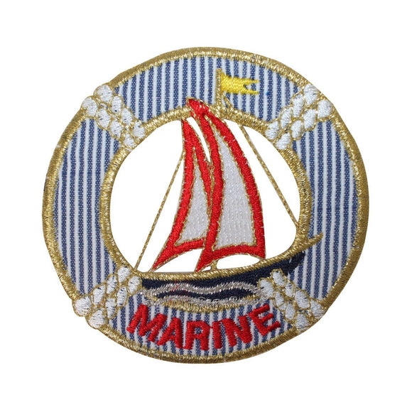 ID 2650 Marine Life Preserver Patch Sail Boat Ship Embroidered Iron On Applique