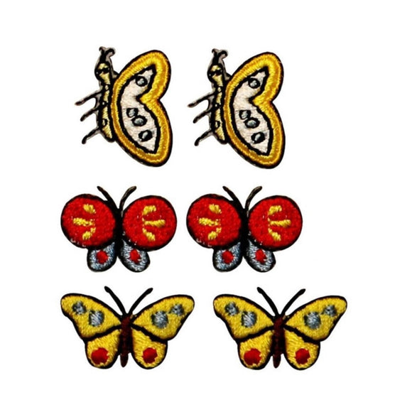 ID 2335ABC Set of 6 Assorted Butterfly Patches Bug Embroidered Iron On Applique