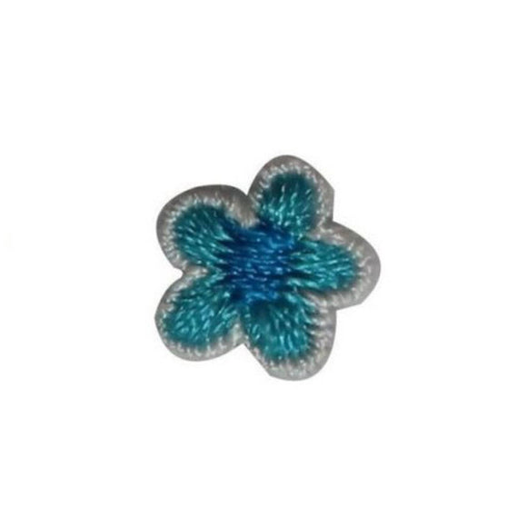 ID 6552 Lot of 3 Tiny Teal Blue Flower Patch Blossom Embroidered IronOn Applique