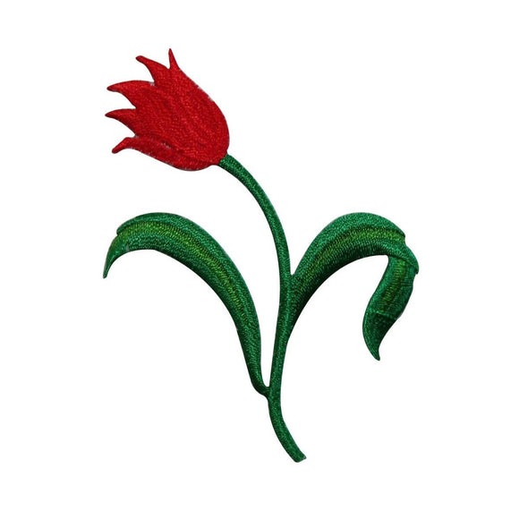 ID 6718 Red Tulip Plant Patch Flower Garden Spring Embroidered Iron On Applique