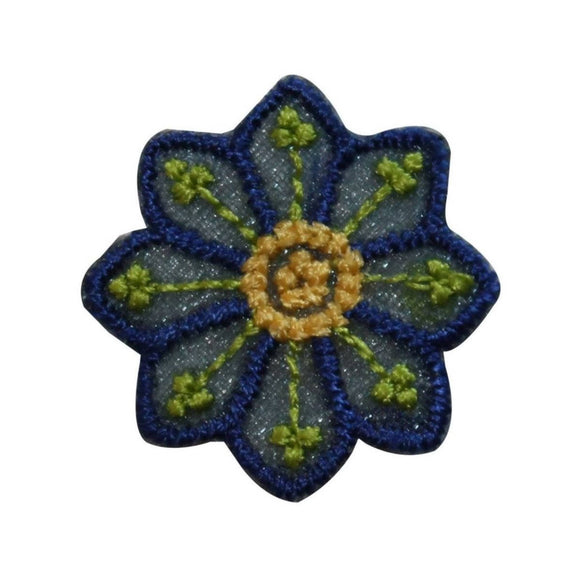 ID 6571 Blue Lace Flower Head Patch Blossom Garden Embroidered Iron On Applique