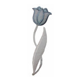 ID 6582 Blue Shiny Tulip Patch Garden Flower Bloom Embroidered Iron On Applique