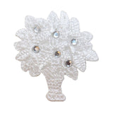 ID 6801 Sequin White Flower Bouquet Patch Decoration Embroidered IronOn Applique