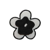 ID 6816 Soft Black Flower Blossom Patch Fuzzy Symbol Embroidered IronOn Applique