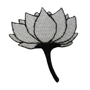 ID 6821 White Lotus Flower Patch Blossom Exotic Embroidered Iron On Applique
