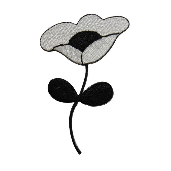 ID 6824 Black Tulip Flower Patch Negative Blossom Embroidered Iron On Applique