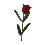 ID 6728 Red Tulip Flower Patch Garden Plant Blossom Embroidered Iron On Applique