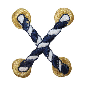 ID 2686B Striped Nautical Rope Patch Cord Knot Tie Embroidered Iron On Applique