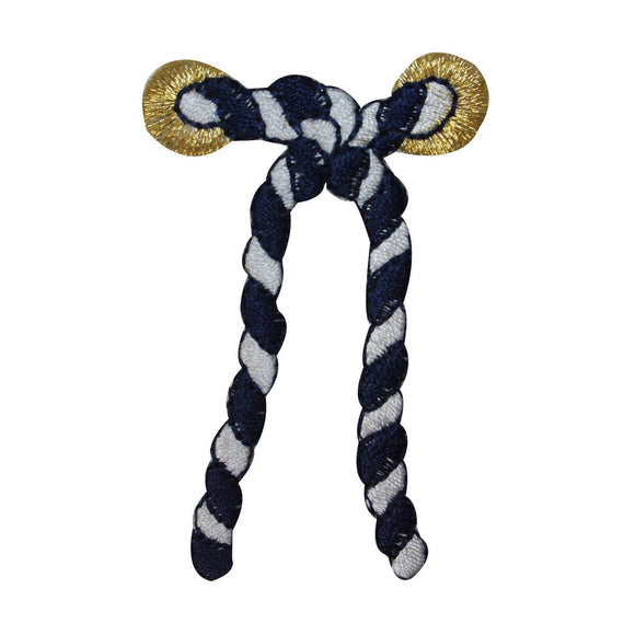 ID 2686C Striped Nautical Rope Patch Cord Knot Tie Embroidered Iron On Applique