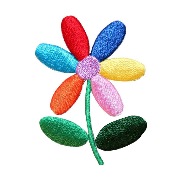 ID 6844 Rainbow Daisy Flower Patch Garden Plant Embroidered Iron On Applique