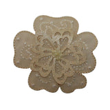 ID 6882 Beige White 3D Flower Patch Layered Blossom Embroidered Iron On Applique