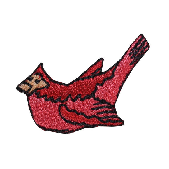 ID 2708 Cardinal Flying Patch Bird Holiday Nature Embroidered Iron On Applique
