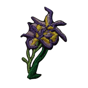 ID 6921 Purple Orchid Flower Patch Garden Iris Plant Embroidered IronOn Applique