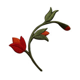 ID 6926 Red Tulip Bud Flower Patch Garden Blossom Embroidered Iron On Applique
