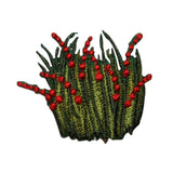 ID 6933 Red Flower Shrub Patch Garden Bush Blossom Embroidered Iron On Applique