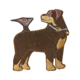 ID 2833 Fuzzy Dog With Bird Patch Dog Puppy Pet Embroidered Iron On Applique