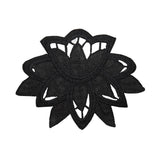 ID 6970 Black Lace Flower Patch Doily Outline Craft Embroidered Iron On Applique