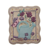 ID 6977 Garden Watering Can Patch Nature Pleather Embroidered Iron On Applique