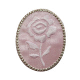 ID 6991 Pink Rose Badge Patch Garden Symbol Blossom Embroidered Iron On Applique
