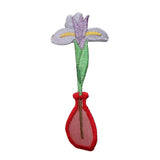 ID 7038 Orchid In Vase Patch Garden Flower Decor Embroidered Iron On Applique