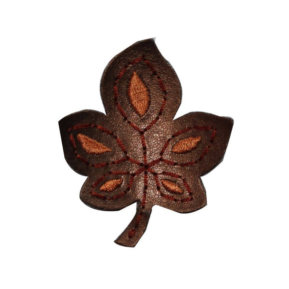 ID 7129 Pleather Maple Leaf Patch Fall Tree Symbol Embroidered Iron On Applique